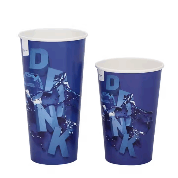 16oz 20oz 22oz 24oz Eco Friendly Flexo Print Disposable Cold Drink Paper Cups with lids and straws