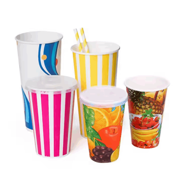 12oz 16oz Fruit Design Disposable Juice Cola Cold Drink Paper Cups with lids