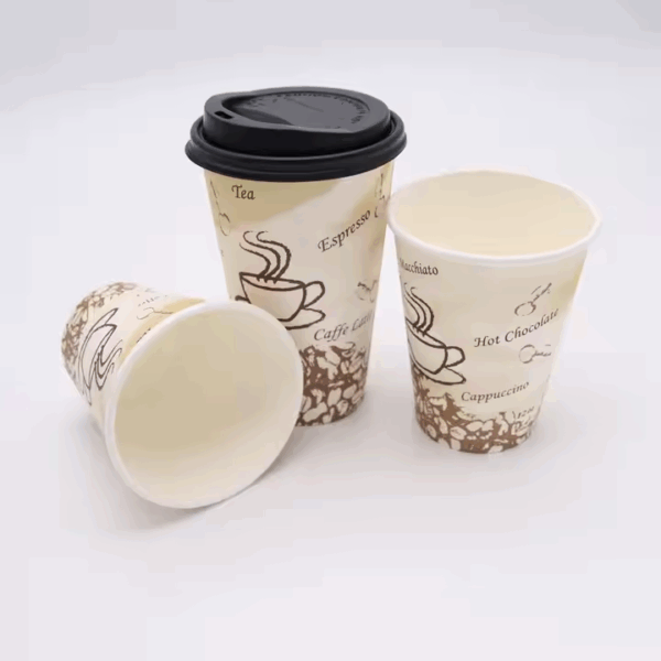 Hot Custom Printed 6oz disposable single wall paper cup with black lid for big sale