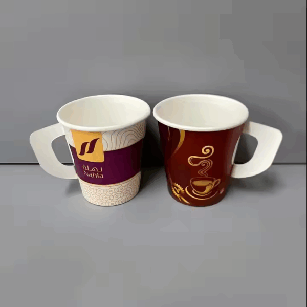 8oz Disposable Butterfly Printing Paper Coffee Cup with Handle