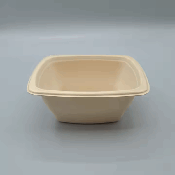 Biodegradable Square Salad Bowl 850ML Disposable Bagasse Sugarcane Food Box Container